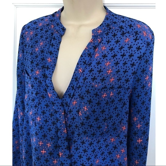 Maeve Anthropologie High Low Crossbody Blue Top - Picture 2 of 5